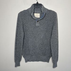 WEATHERPROOF Sweater Mens Medium M Heather Gray 1/4 Button Pullover 100% Cotton
